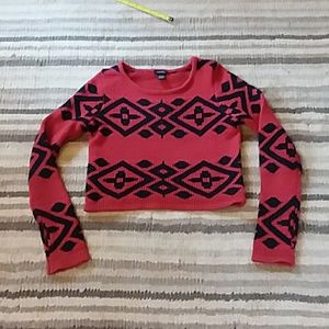 Red patterned sweater